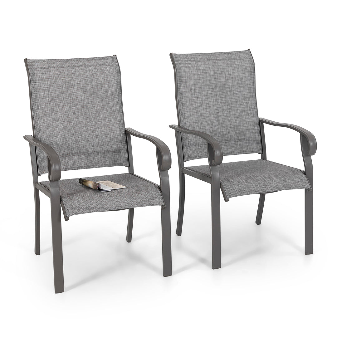 Garten 2 Stühle aus Textilene-Gewebe mit Eisenrahmen