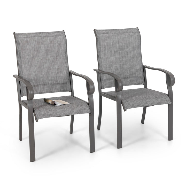Garten 2 Stühle aus Textilene-Gewebe mit Eisenrahmen