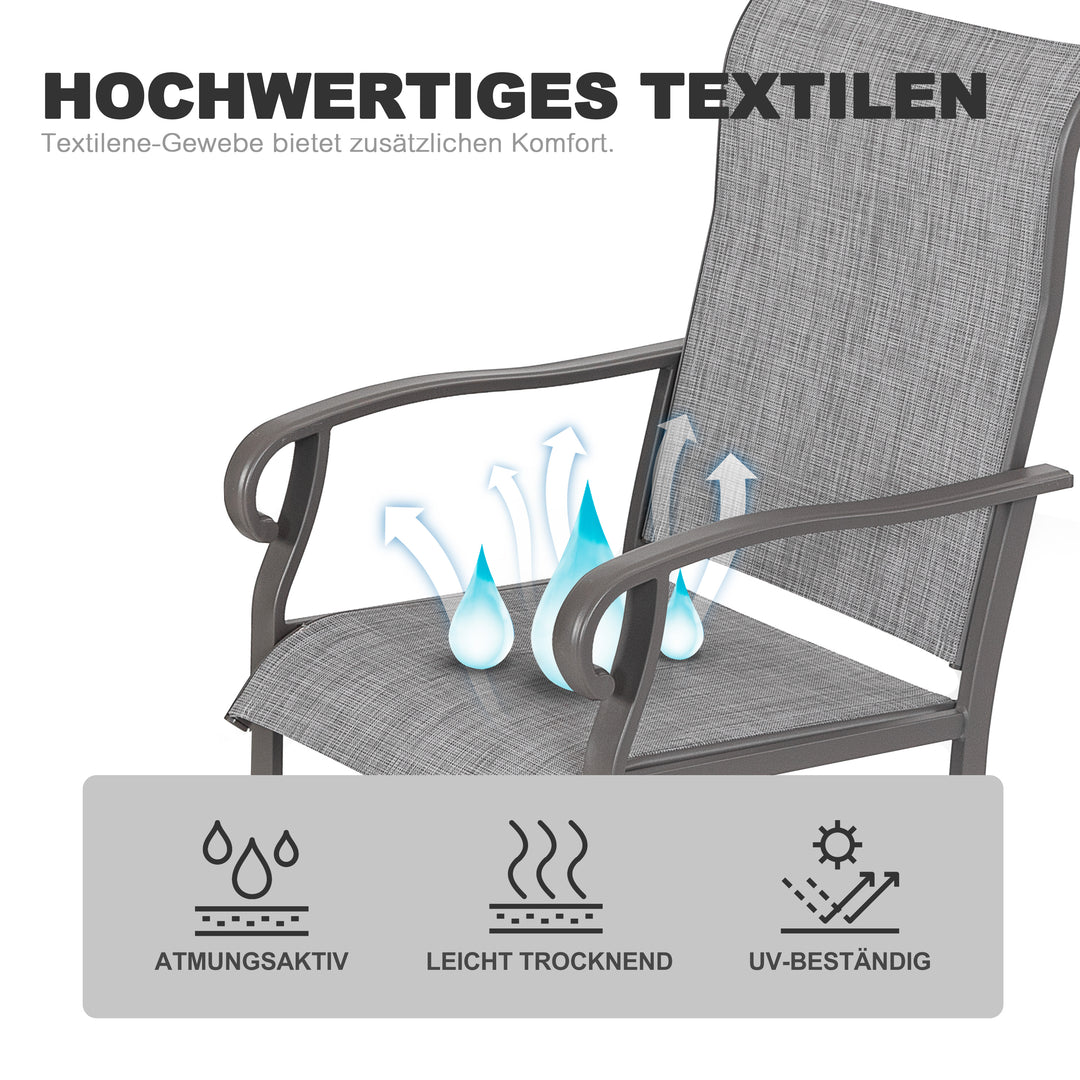 Garten 2 Stühle aus Textilene-Gewebe mit Eisenrahmen