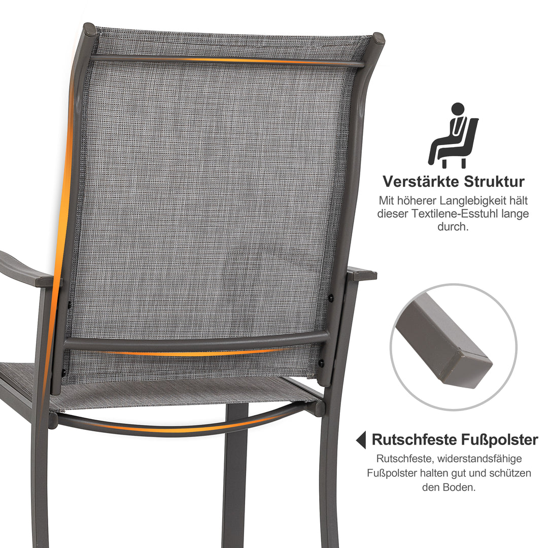 Garten 2 Stühle aus Textilene-Gewebe mit Eisenrahmen