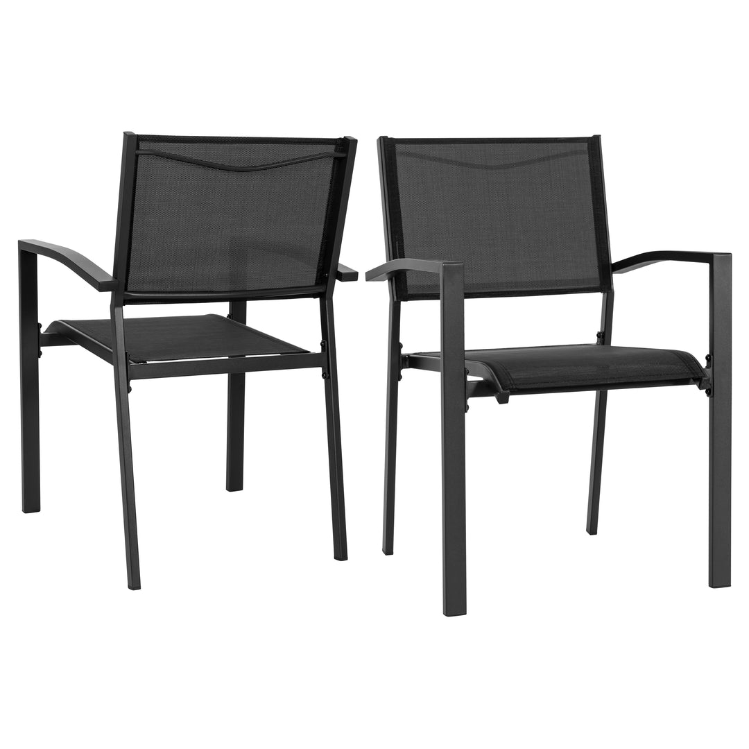 Stapelbare Esszimmerstühle (2 St.) aus schwarzem Textilene