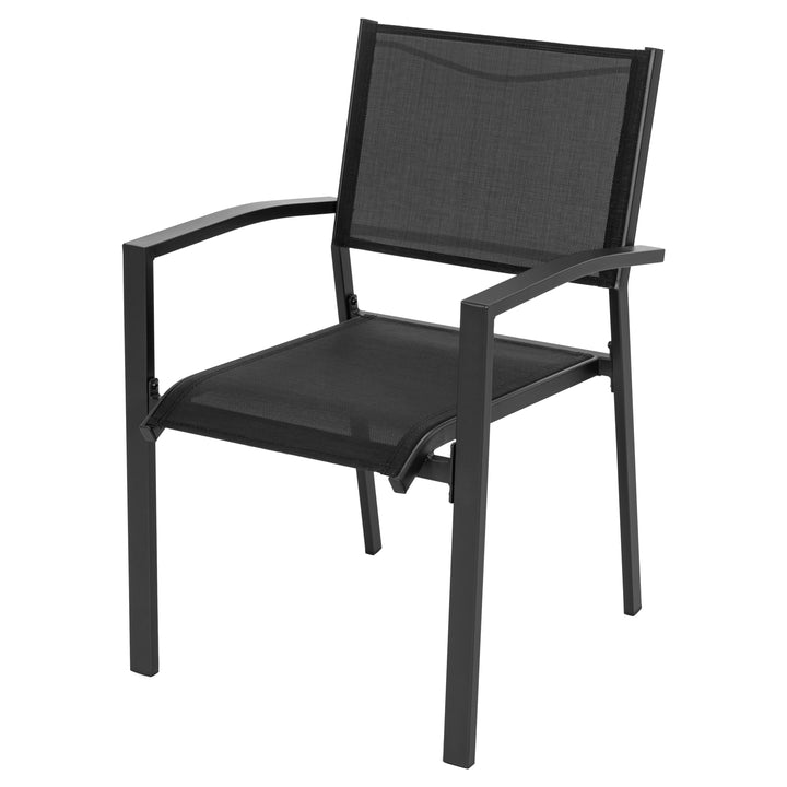 Stapelbare Esszimmerstühle (2 St.) aus schwarzem Textilene