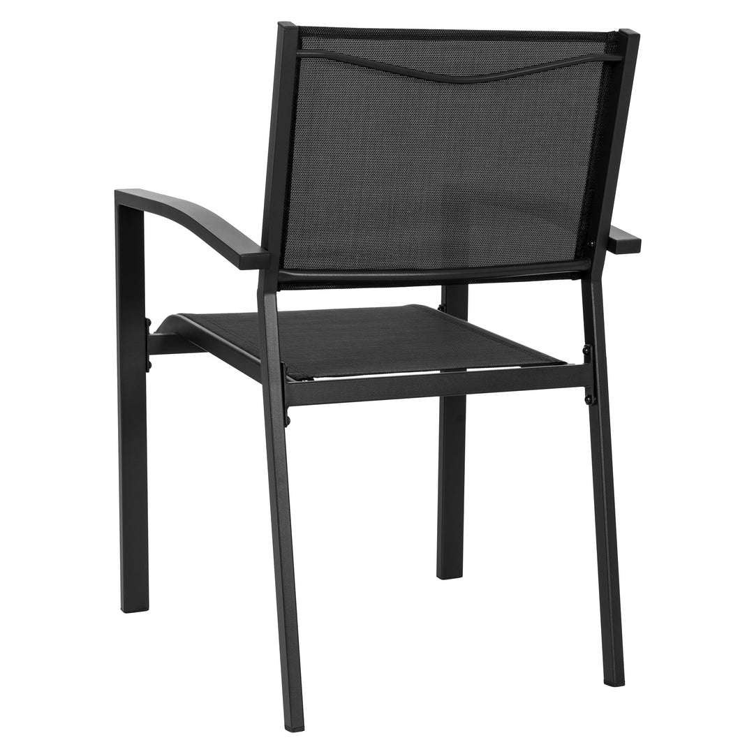 Stapelbare Esszimmerstühle (2 St.) aus schwarzem Textilene