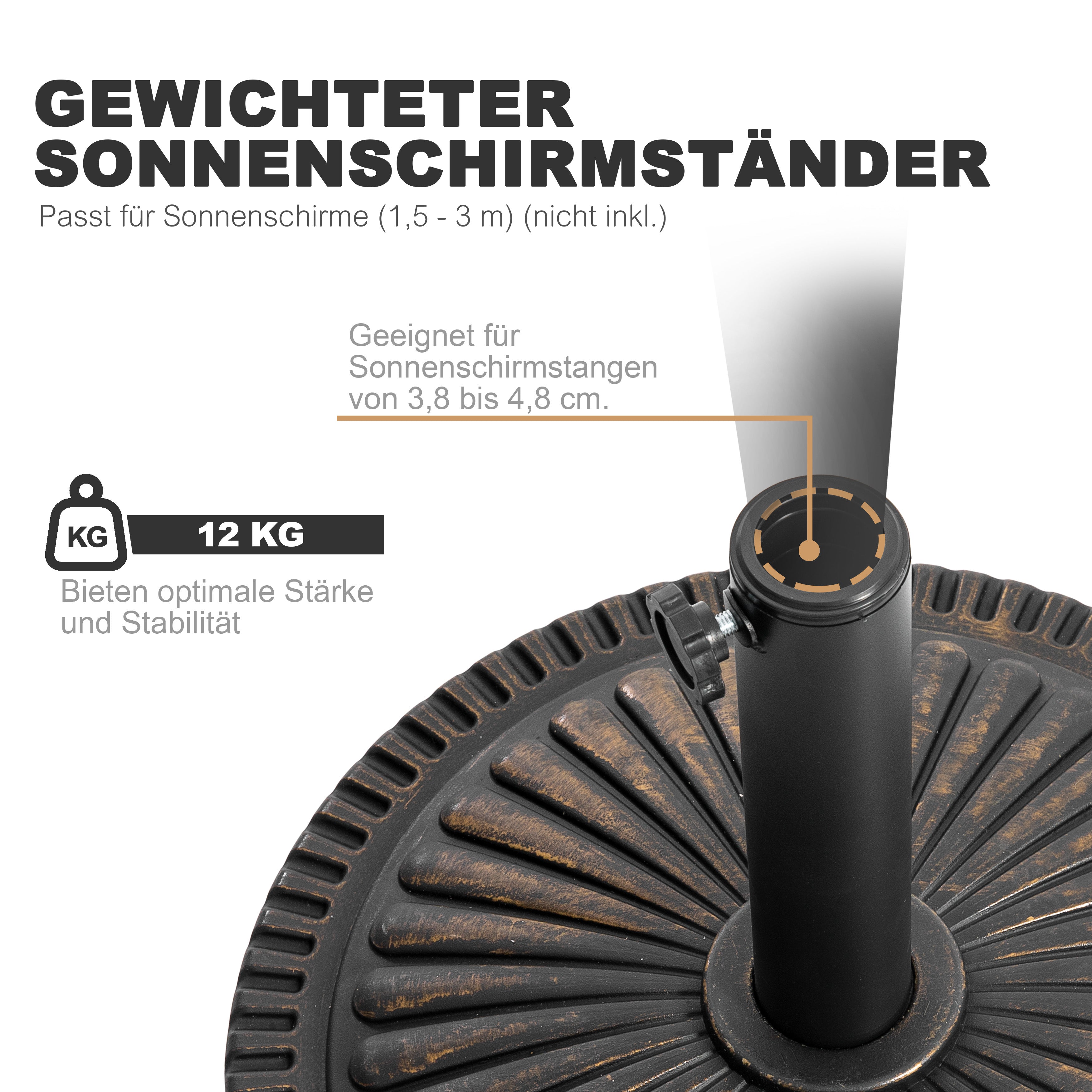 Avestar Runder Sonnenschirmständer 15 kg, aus Polyethylen und Beton