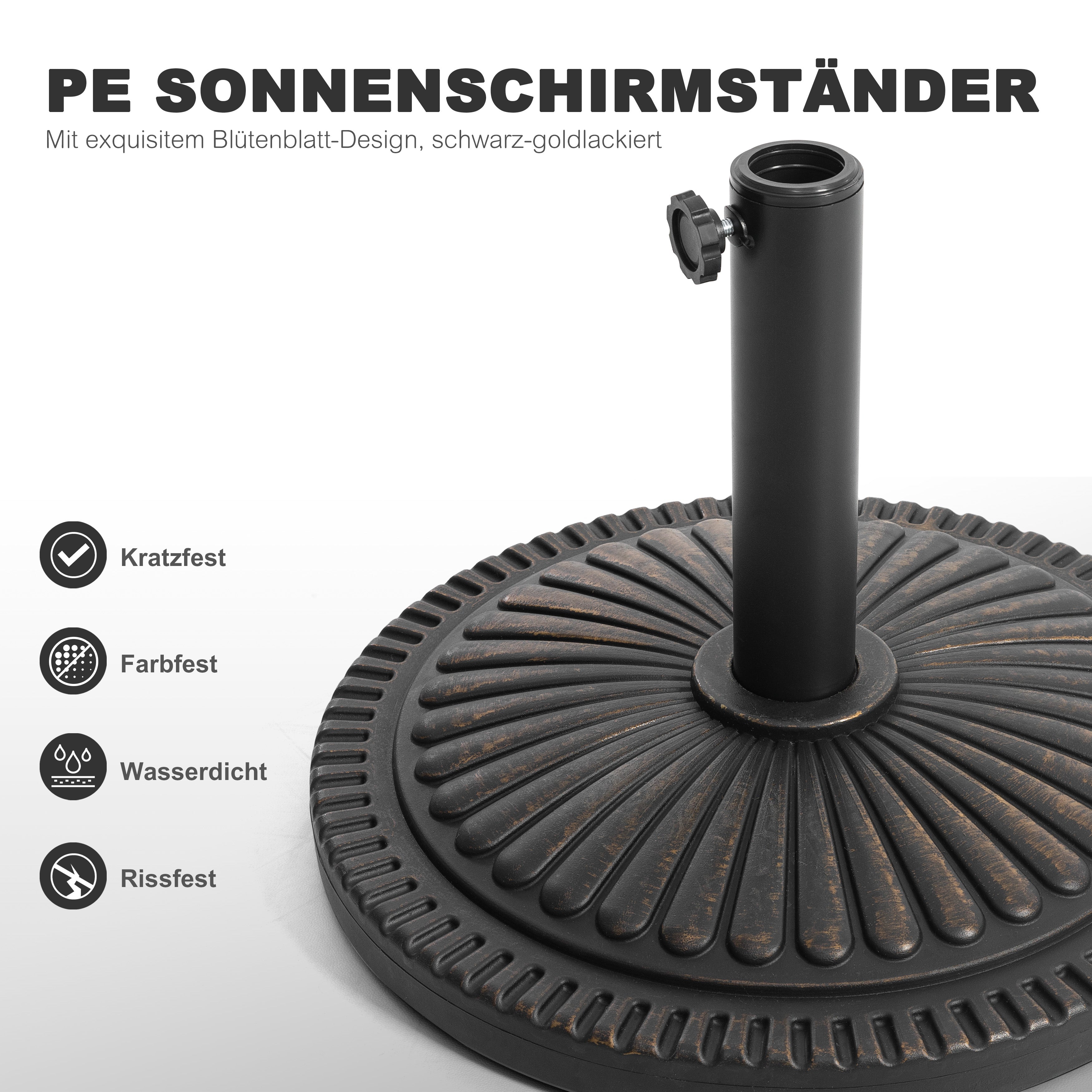 Avestar Runder Sonnenschirmständer 15 kg, aus Polyethylen und Beton