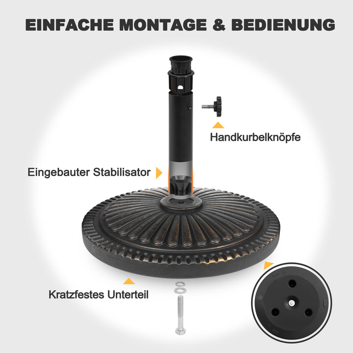 Runder Sonnenschirmständer 15 kg, aus Polyethylen und Beton