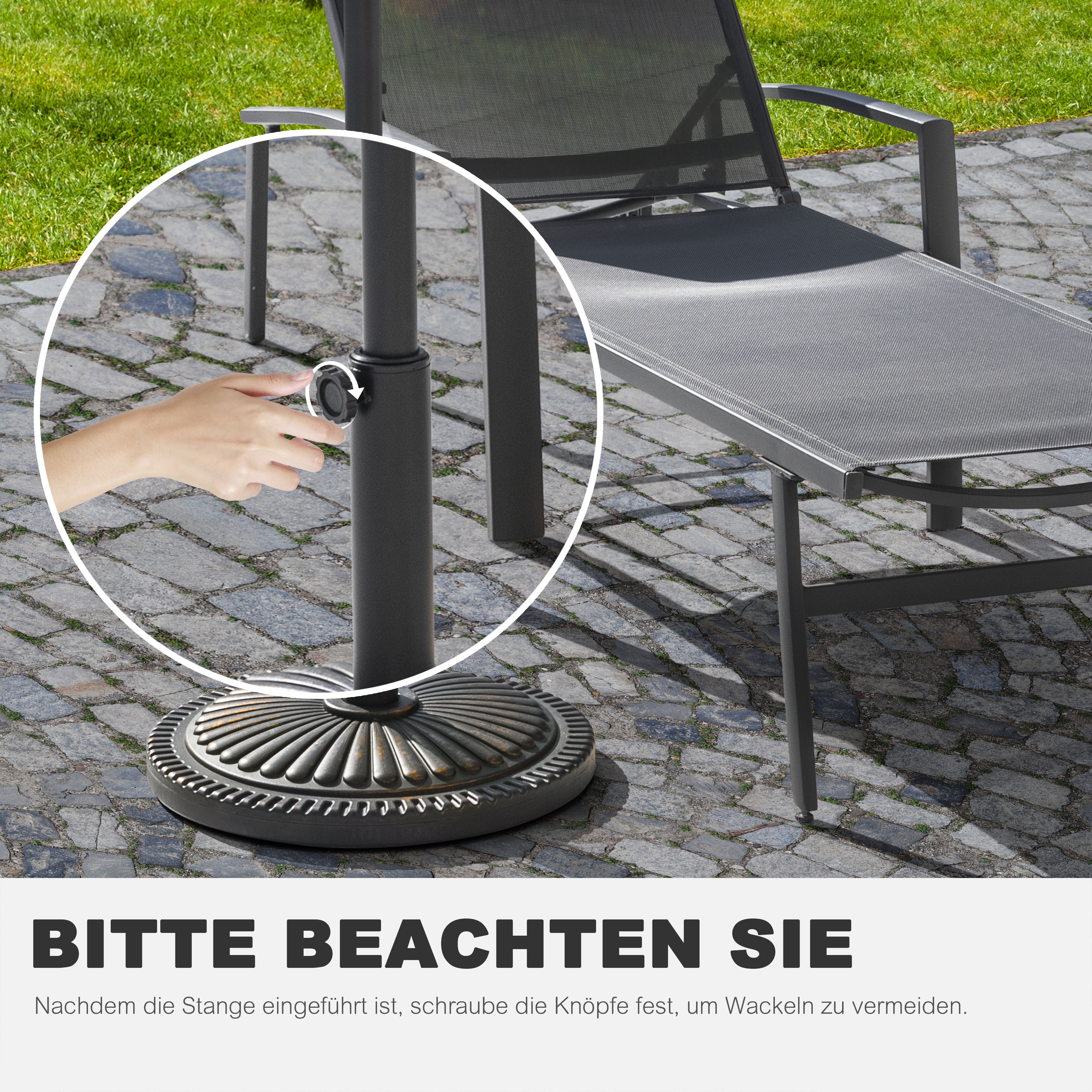 Avestar Runder Sonnenschirmständer 15 kg, aus Polyethylen und Beton