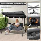 Avestar 3-Sitzer Gartenschaukel mit Vordach und abnehmbarem Kissen, Dunkelgrau