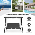Avestar 3-Sitzer Gartenschaukel mit Vordach und abnehmbarem Kissen, Dunkelgrau