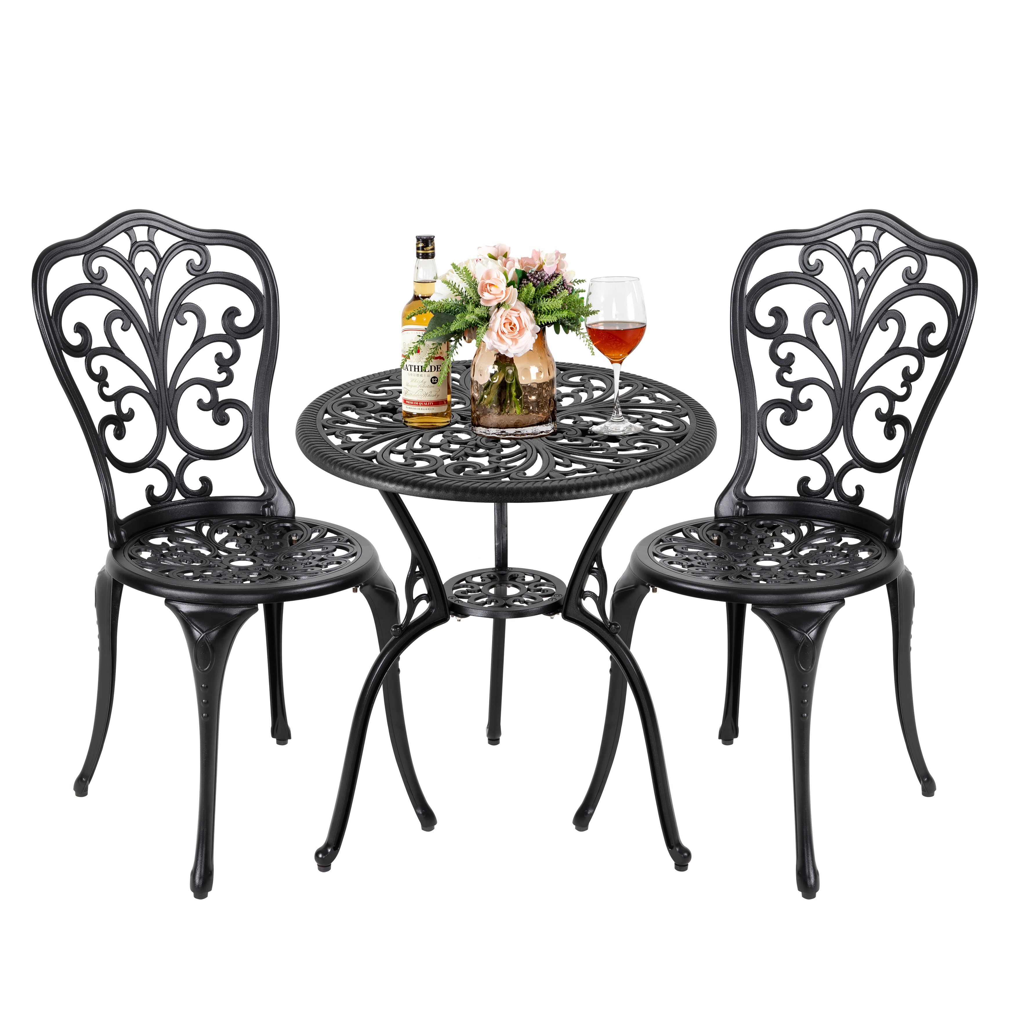 Avestar 3-Teiliges Aluminium-Set mit Schirmloch für die Terrasse