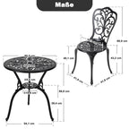 Avestar 3-Teiliges Aluminium-Set mit Schirmloch für die Terrasse