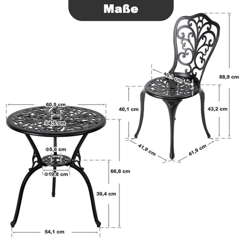 Avestar 3-Teiliges Aluminium-Set mit Schirmloch für die Terrasse