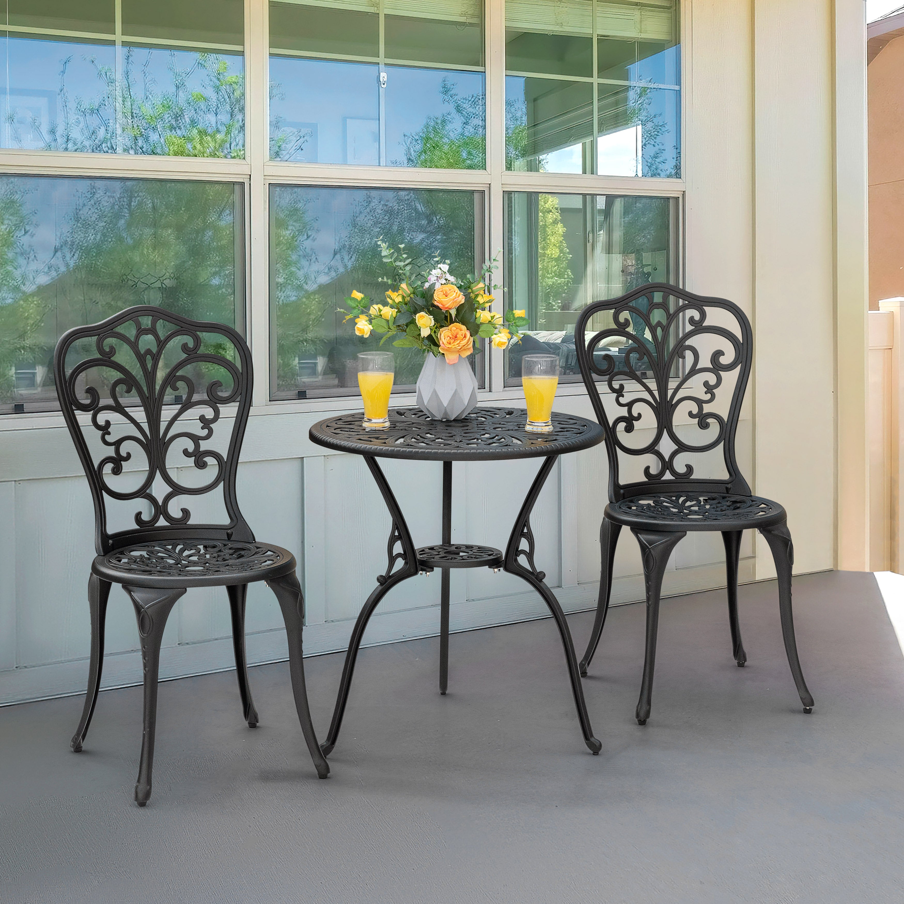 Avestar 3-Teiliges Aluminium-Set mit Schirmloch für die Terrasse