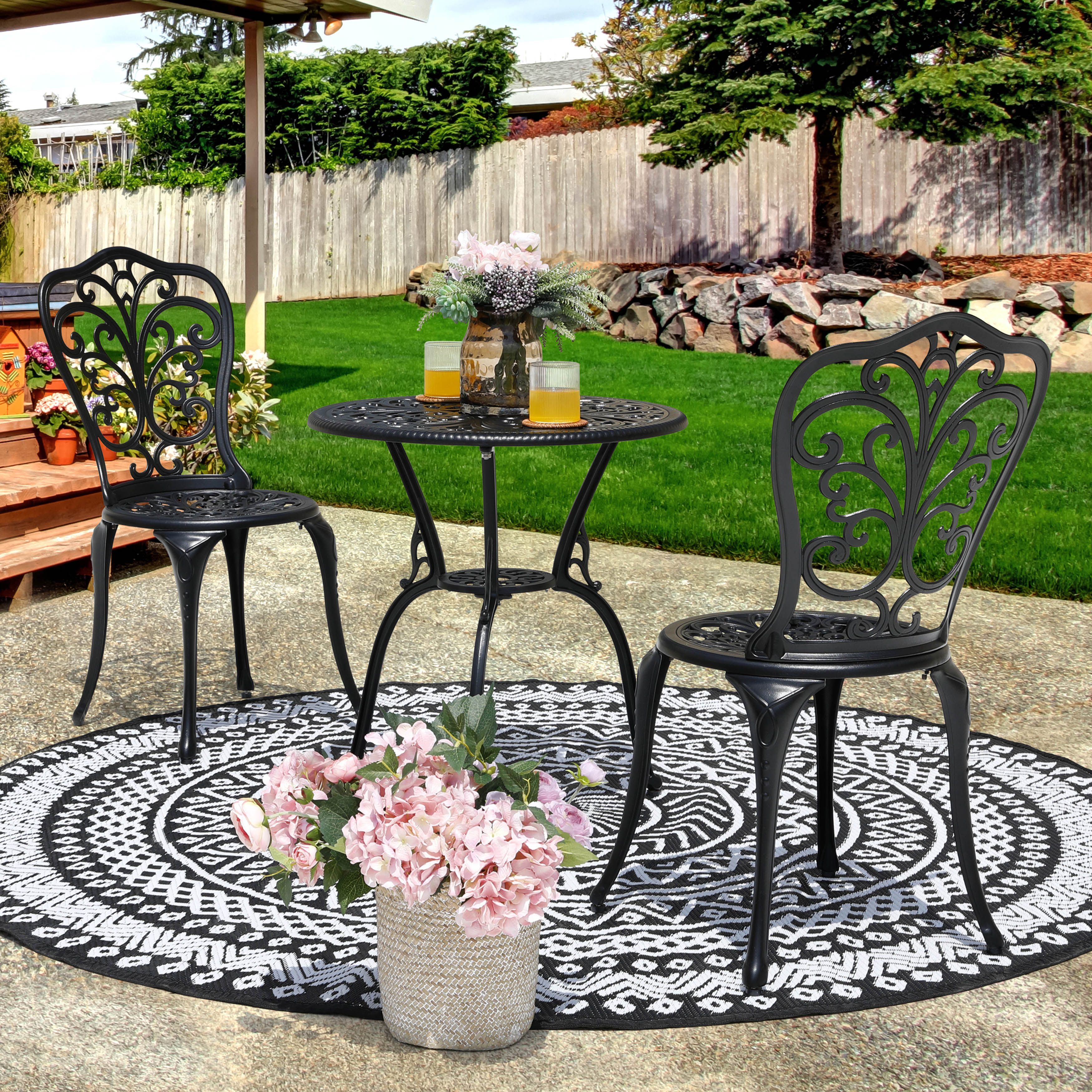 Avestar 3-Teiliges Aluminium-Set mit Schirmloch für die Terrasse