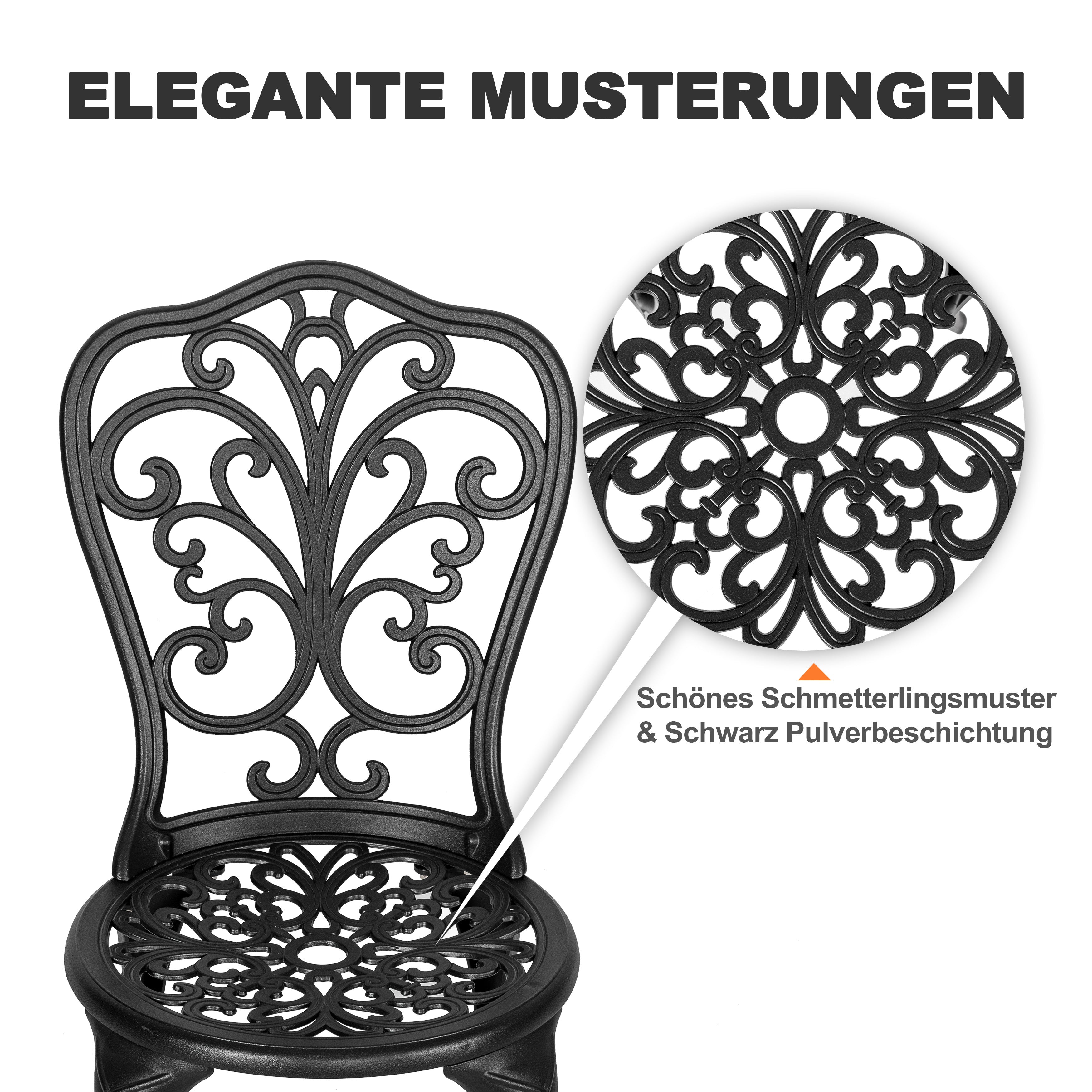 Avestar 3-Teiliges Aluminium-Set mit Schirmloch für die Terrasse