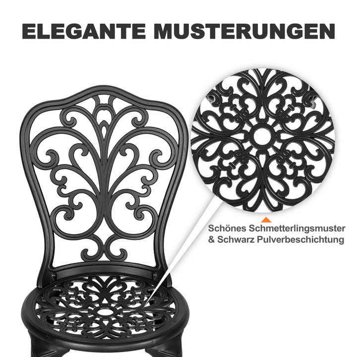 3-Teiliges Aluminium-Set mit Schirmloch für die Terrasse