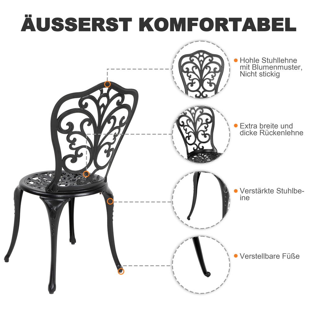 Avestar 3-Teiliges Aluminium-Set mit Schirmloch für die Terrasse