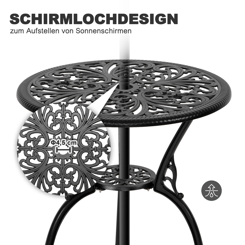Avestar 3-Teiliges Aluminium-Set mit Schirmloch für die Terrasse