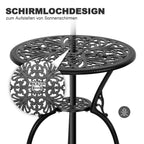 Avestar 3-Teiliges Aluminium-Set mit Schirmloch für die Terrasse