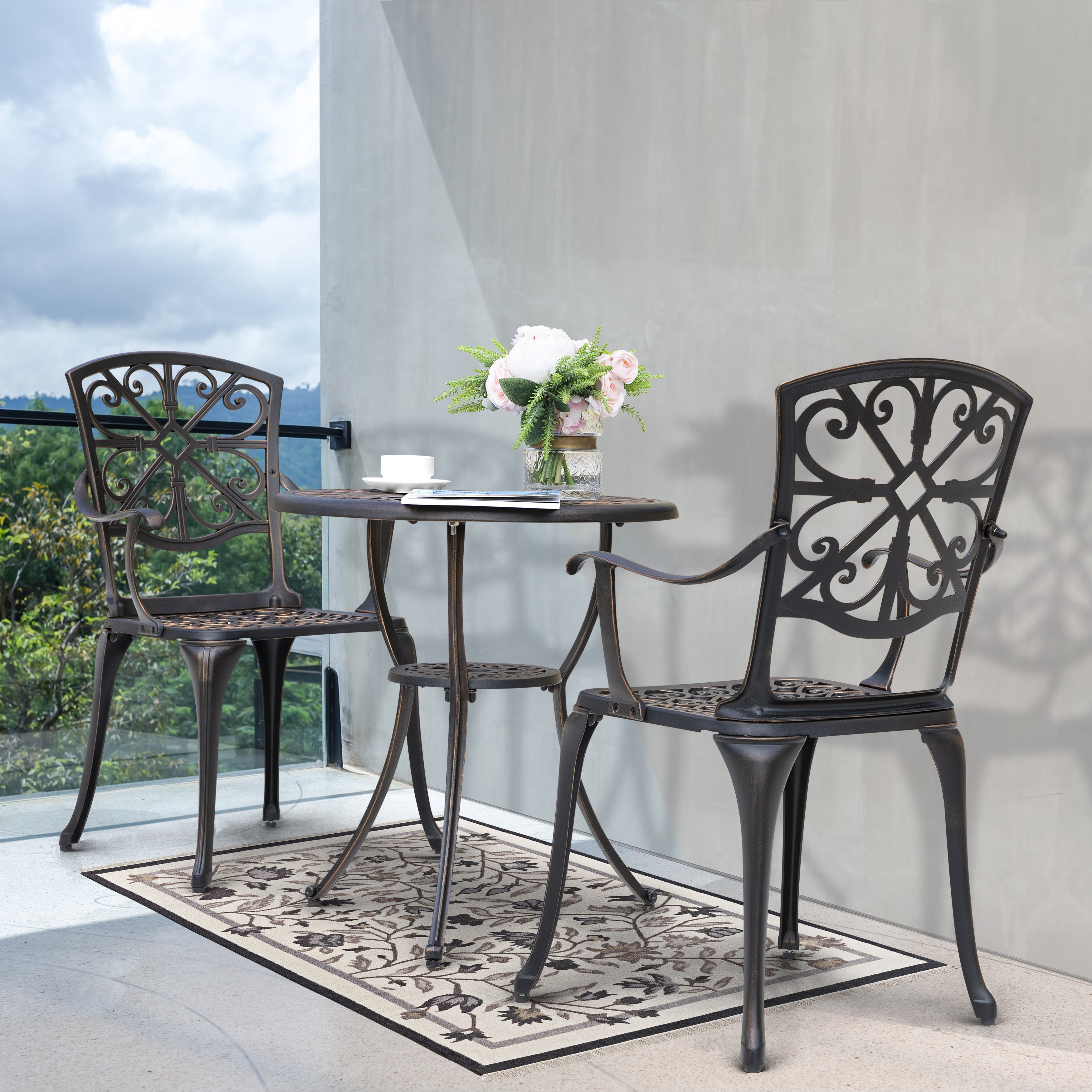 Avestar 3-Tlg. Terrassenset aus Gussaluminium mit 4,5 cm Schirmloch