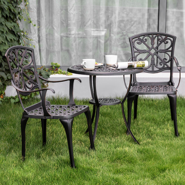 3-Tlg. Terrassenset aus Gussaluminium mit 4,5 cm Schirmloch