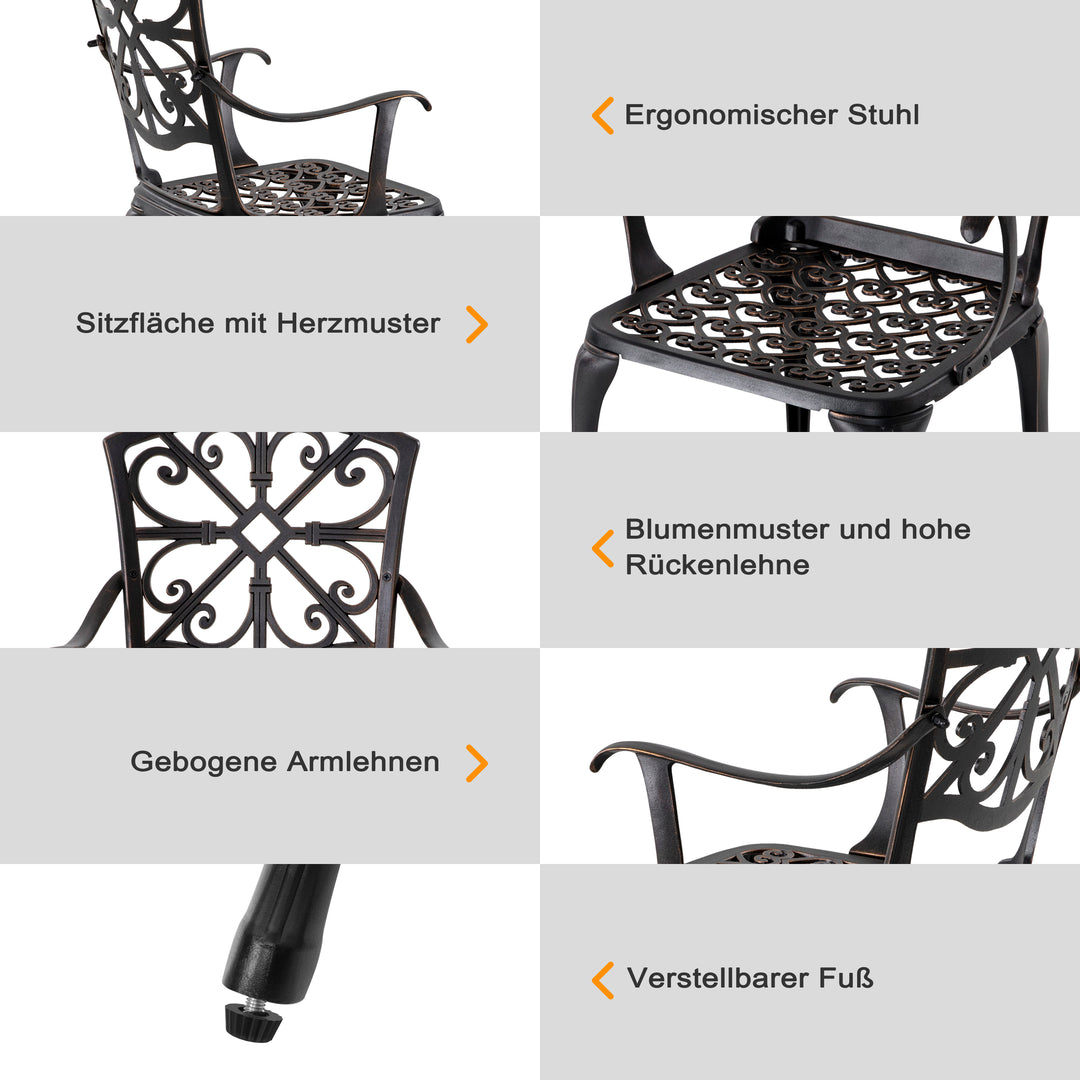 3-Tlg. Terrassenset aus Gussaluminium mit 4,5 cm Schirmloch