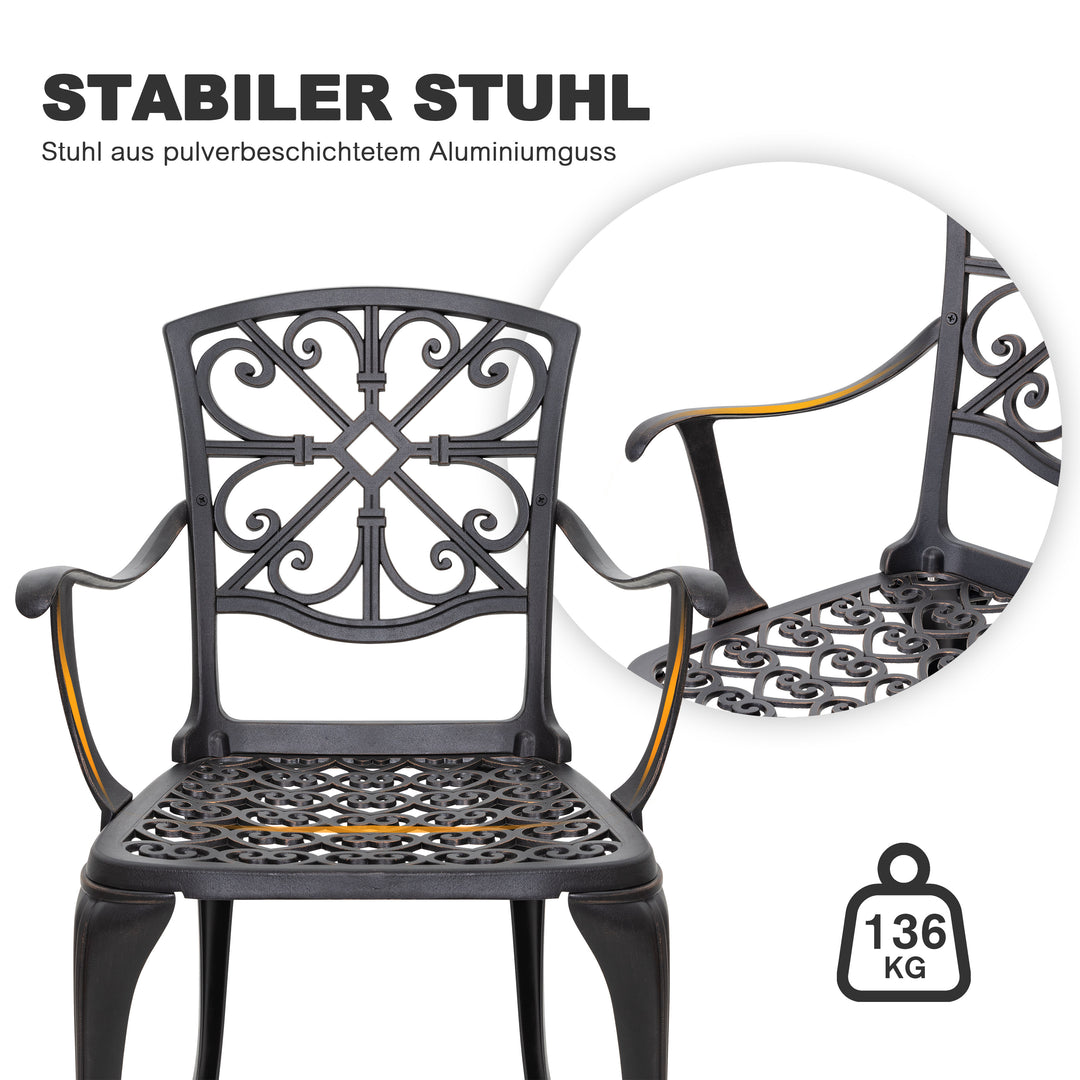 3-Tlg. Terrassenset aus Gussaluminium mit 4,5 cm Schirmloch